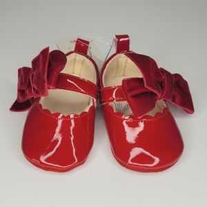 Cat & Jack Baby Dress Shoes Red Bow Holidays Christmas